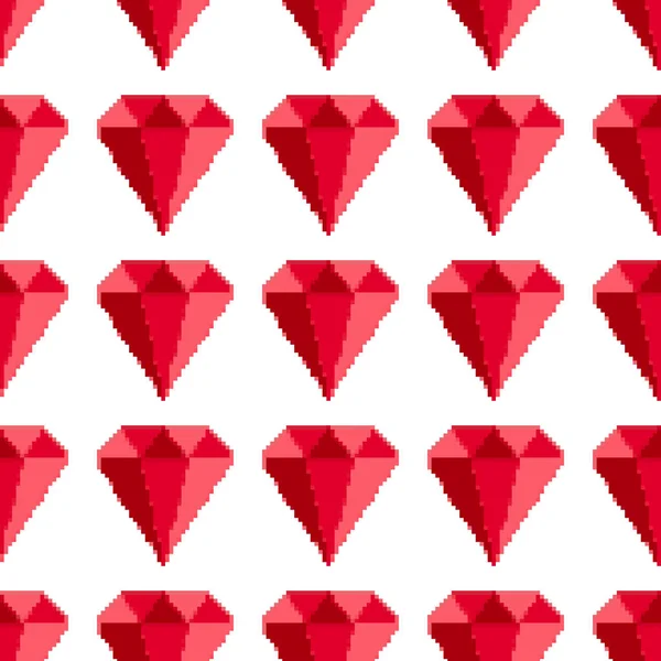 Patrón Vectorial Con Diamantes Pixel Piedras Preciosas Joyas Diamantes Joyas — Archivo Imágenes Vectoriales