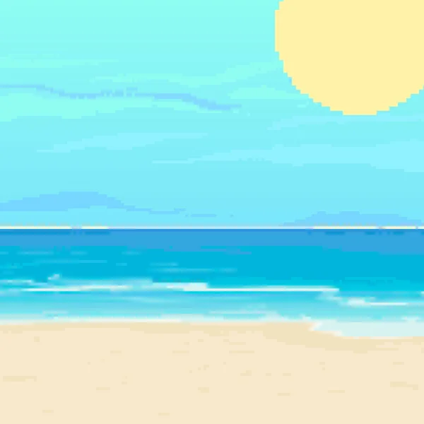 Pixel Background Summer Vacation Summer Beach Game Background Pixel Art — Stock Vector