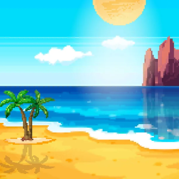 Fondo Píxeles Para Vacaciones Verano Fondo Juego Playa Verano Pixel — Vector de stock