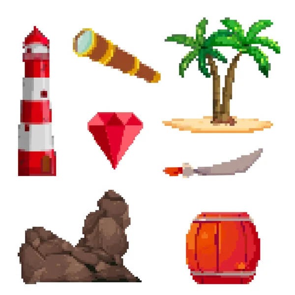 Piksel oyun simgeleri. 8 bit.  