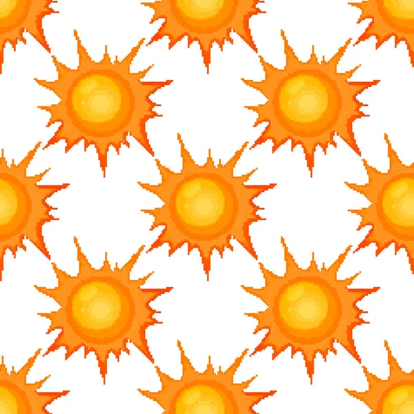 Pixel Sun Patrón Inconsútil Pixel Sol Bit — Vector de stock