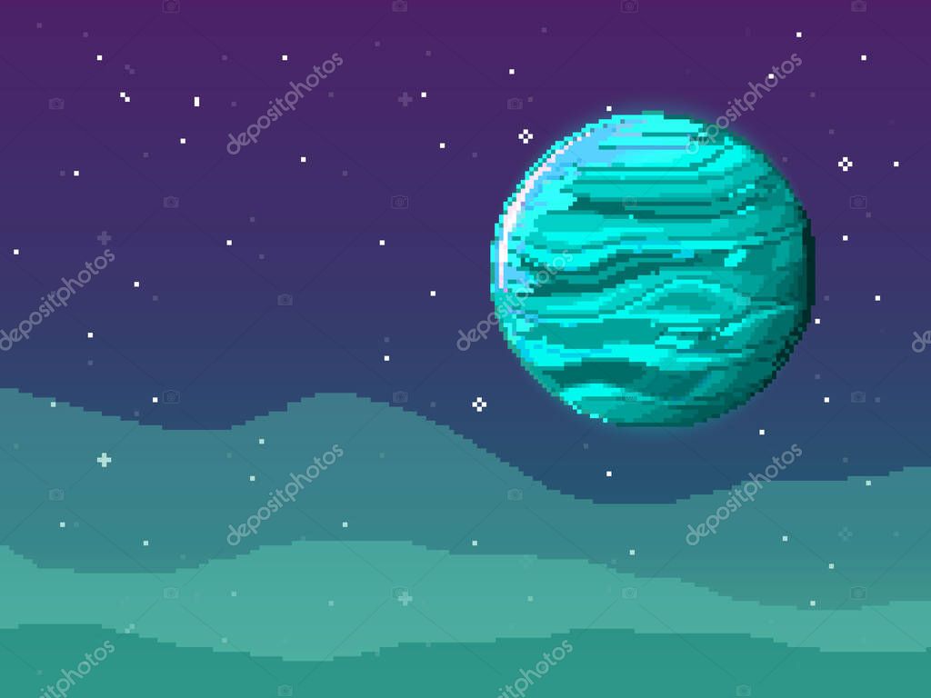 Planet In Space Retro Game Design Interface Retro Computer Stars For Template Or Design Element With Pixel Theme Pixel Art Background 8 Bit Premium Vector In Adobe Illustrator Ai Ai