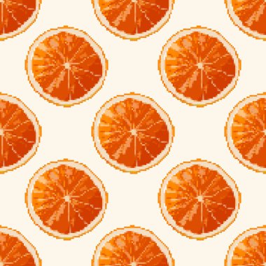 Pikselli meyve portakalı, limon. Vektör 8 bit. Piksel arkaplanı.