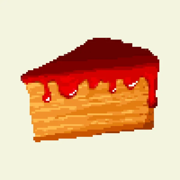 Pixelkuchen Vektorillustration Des Pixelstücks Kuchen Pixelart Bit — Stockvektor