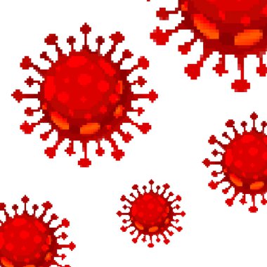 Piksel sanat vektörü Coronavirus Bakteri Hücre Simgesi, 2019-NCoV COVID-19. Piksel resim 8 bit virüs. 