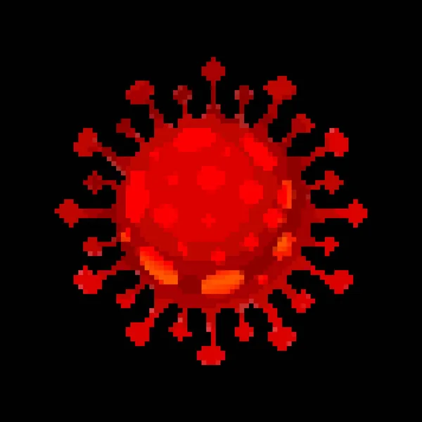 Pixel Művészeti Vektor Coronavirus Baktériumsejt Ikon 2019 Ncov Covid Pixel — Stock Vector