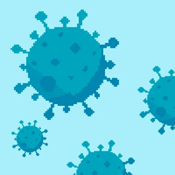 Pixel Art Vektor Coronavirus Bacteria Cell Icon 2019 Ncov Covid — Stockvektor