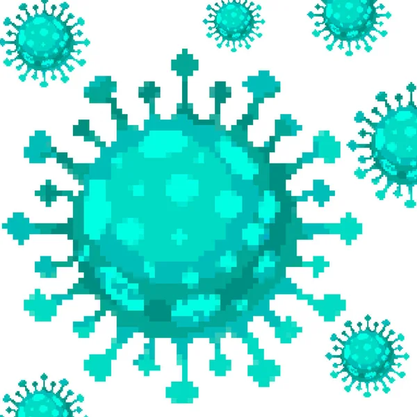 Pixel Art Vector Coronavirus Bacteria Cell Icon 2019 Ncov Covid — Vetor de Stock