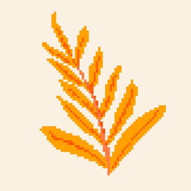 Piksel bitkisi, çiçek, yapraklar. Piksel resim 8 bit. 