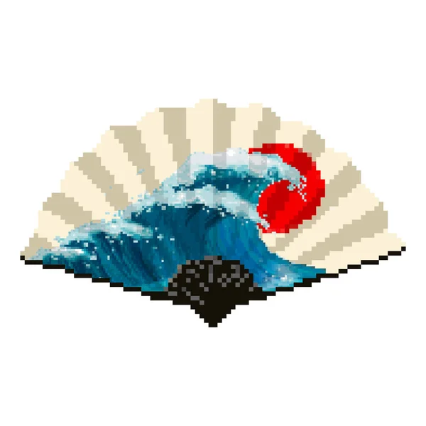 Pixel Fan Japonés Pixel Arte Vector Bits — Archivo Imágenes Vectoriales