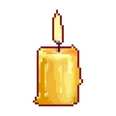 Oyunlar ve uygulamalar için pikselli mum. Piksel sanat 8 bit vektörü. 