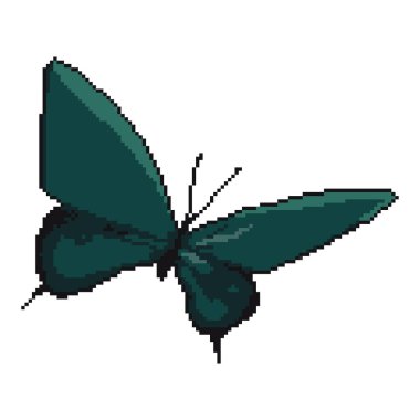 Piksel kelebeği. Piksel 8 bit vektörü. Piksel arkaplanı.