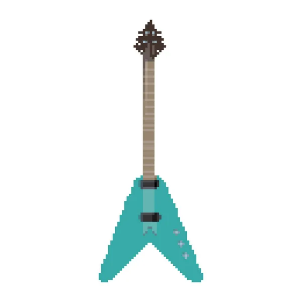 Guitarra Pixel Arte Pixel Vetor Bit — Vetor de Stock