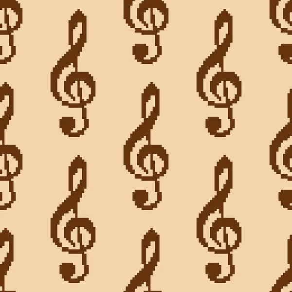 Pixel Αδιάλειπτη Μοτίβο Του Pixel Treble Clef Pixel Τέχνη Bit — Διανυσματικό Αρχείο