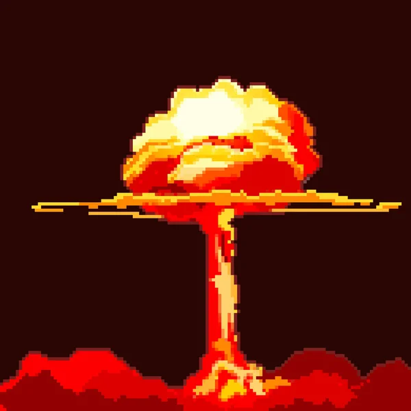 Pixel Atombombe Atomexplosion Pixelart Bit Vektor Spiel Ikone — Stockvektor