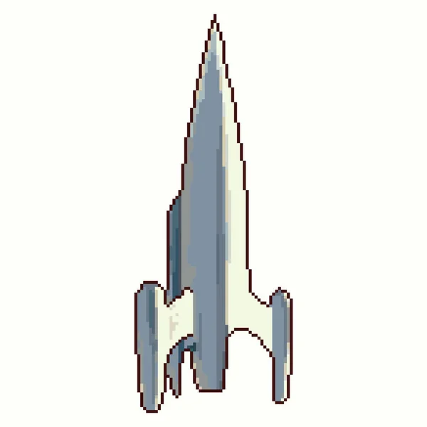 ピクセルレトロロケット ピクセルアート8ビットベクトル — ストックベクタ