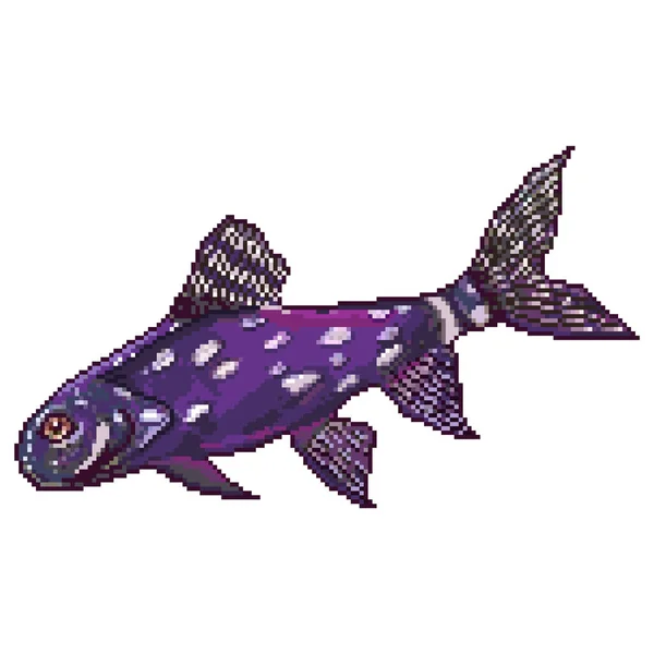 Pixel Pescado Aislado Pixel Art Vector Bits Para Juego — Archivo Imágenes Vectoriales