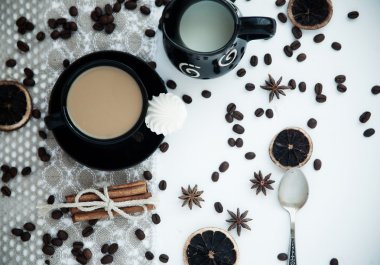 Beyaz bir tablo sütlü kahve