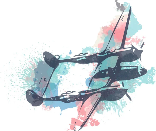 Иллюстрация самолета акварелью — стоковый вектор