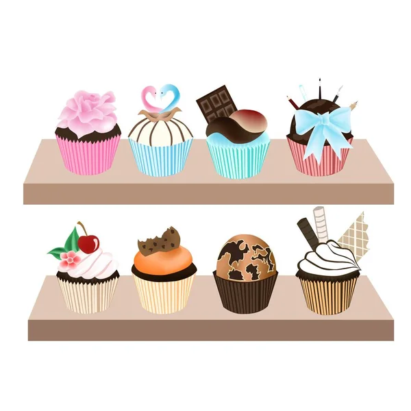 Cupcake dulce colorido — Vector de stock