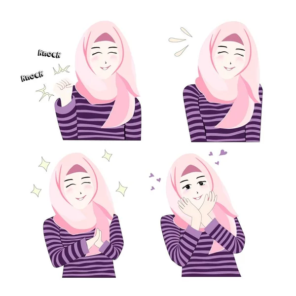 Gadis Hijab manis - Stok Vektor