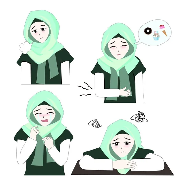 Gadis Hijab manis 6 - Stok Vektor