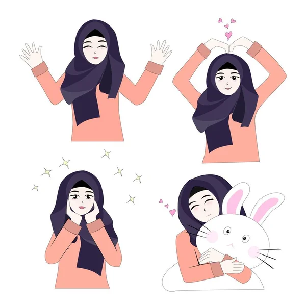 Gadis Hijab manis 10 - Stok Vektor