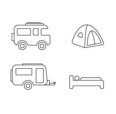Kamp ve karavan Icon Set