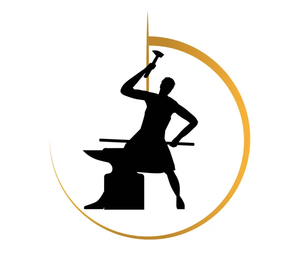 鍛冶屋のロゴの設計 — ストックベクタ