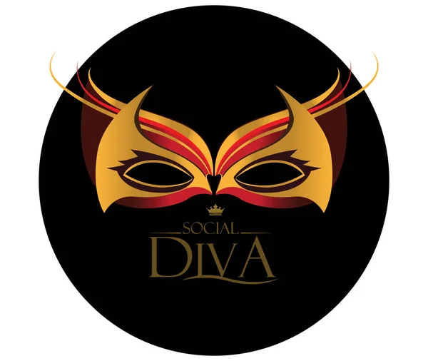 Diva Logo with Masquerade Glasses — Stock Vector