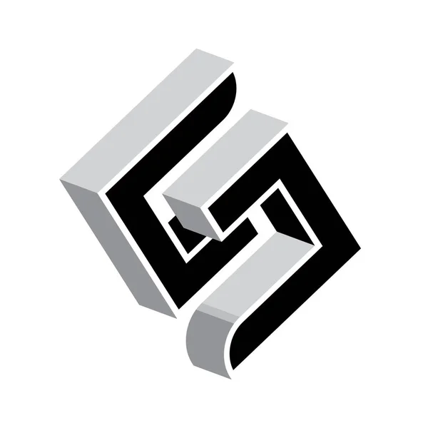 Logotipo geométrico 3D S — Vector de stock