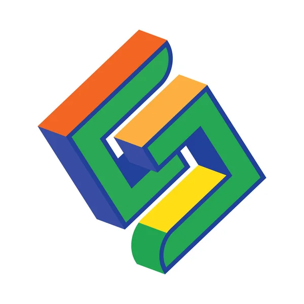 3D geometrik S logosu — Stok Vektör