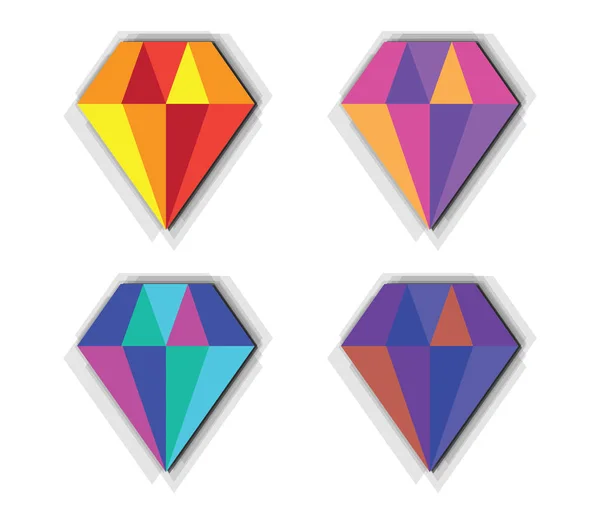 Diamond Icon Set — Stock Vector