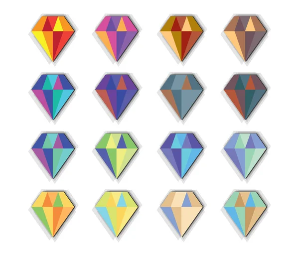 Diamond Icon Set — Stock Vector