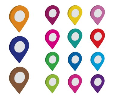 3D PIN Icon Set