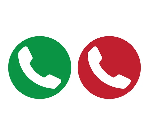 Ikona zelené a červené telefonu — Stockový vektor