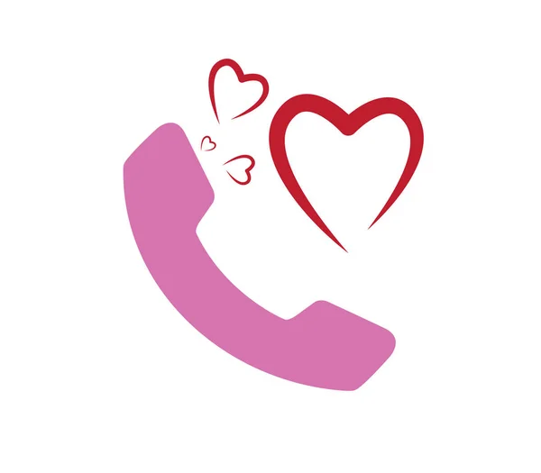 Heart and Phone Icon — Stock Vector