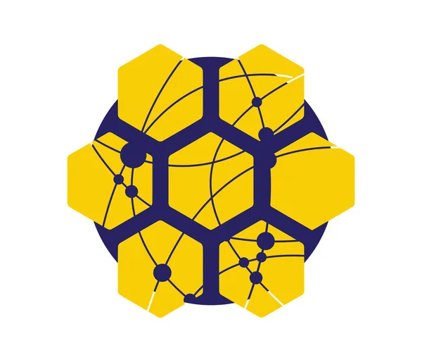 Honeycomp mit Technologie-Ikone Konzept — Stockvektor