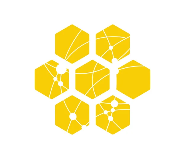 Honeycomp mit Technologie-Ikone Konzept — Stockvektor
