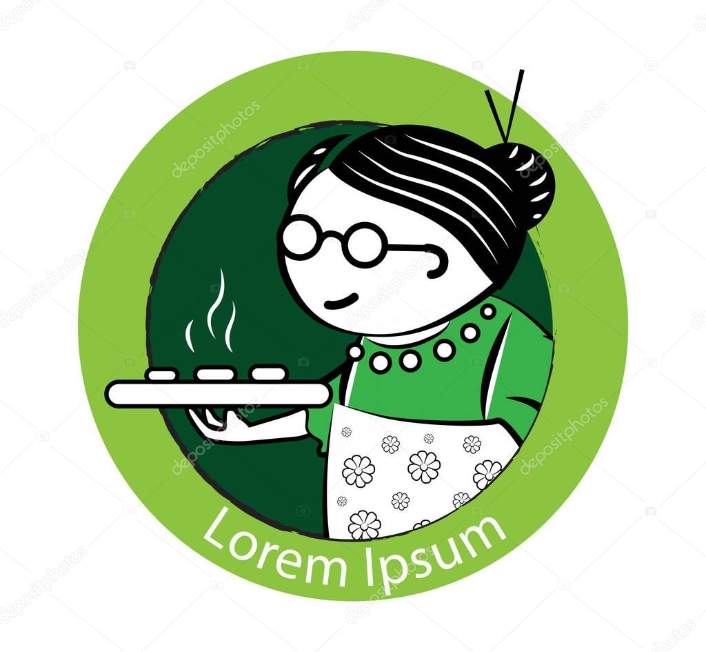 Grandma Cake Logo Design Concept. EPS 8 supported.