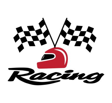 Damalı bayrak ve kask ile yarış