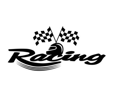 Damalı bayrak ve kask ile yarış