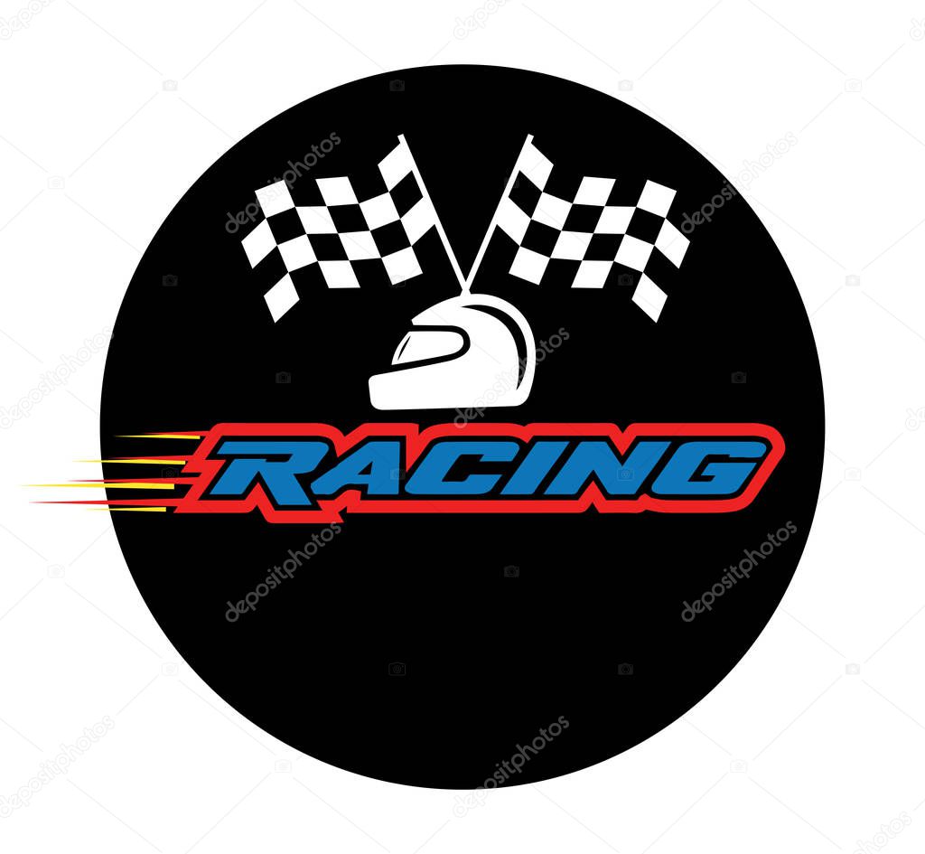 Racing With Checkered Flag and Helmet. EPS 8 supported.