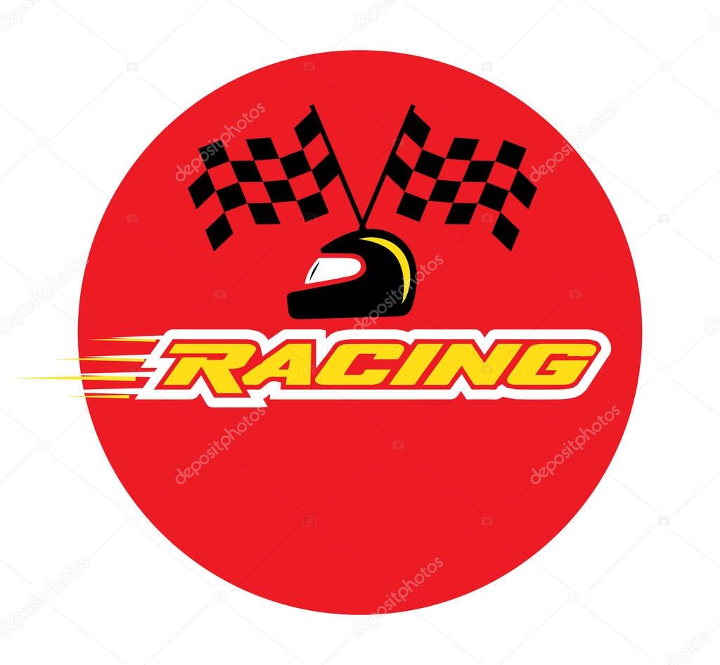 Racing With Checkered Flag and Helmet. EPS 8 supported.