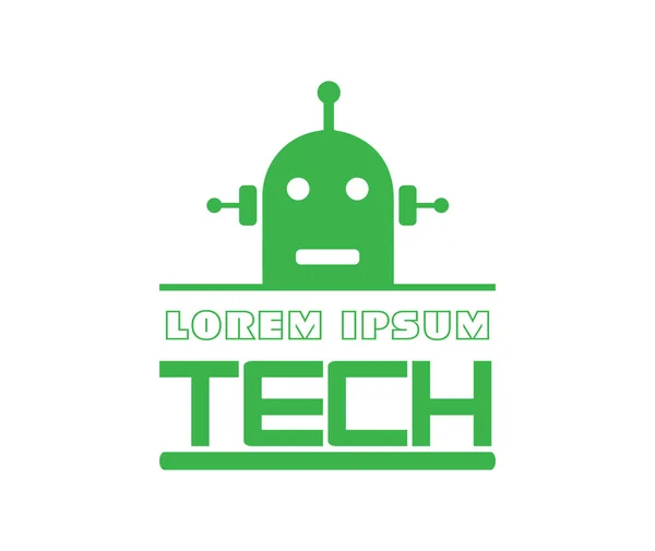 Tech Logo Design with Cyber Robot — Stock Vector