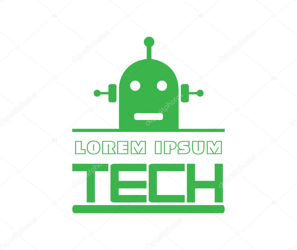 Tech Logo Design with Cyber Robot. EPS 8 supported.
