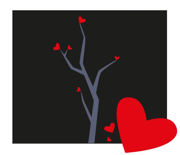 Δέντρο με καρδιές εικονογράφηση — Διανυσματικό Αρχείο