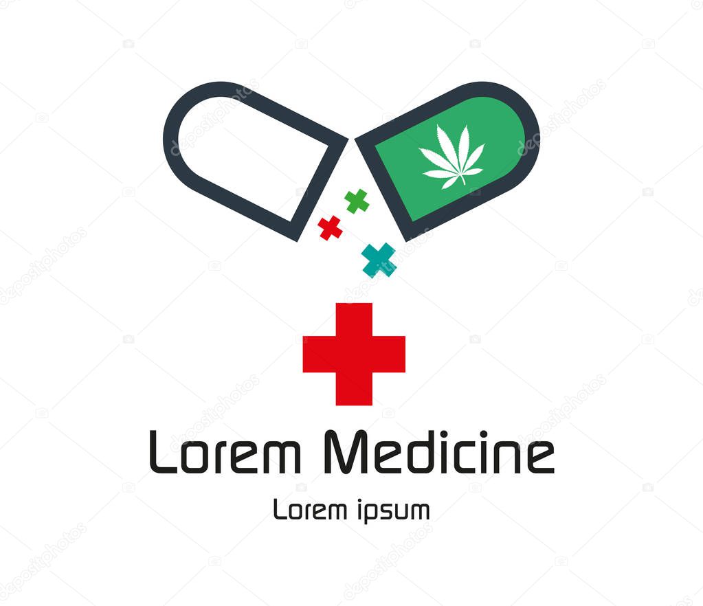Canabis Medicine Logo Design Concept Eps 8 supported.