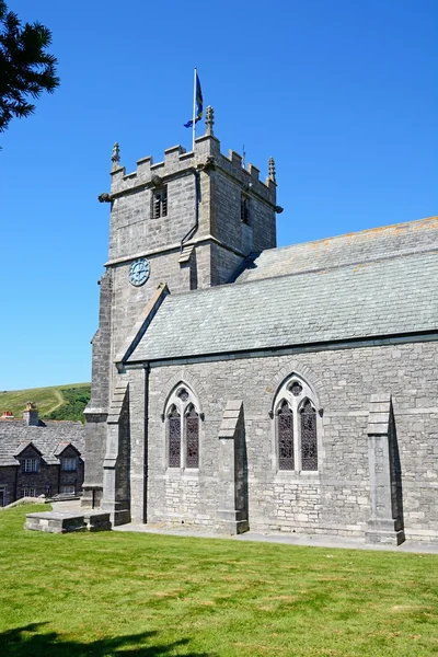 Bekijk St Edwards Church in het dorpscentrum, Corfe. — Stockfoto