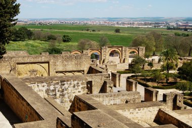 View across the guards quarters ruins towards the surrounding countryside, Medina Azahara, Spain. clipart